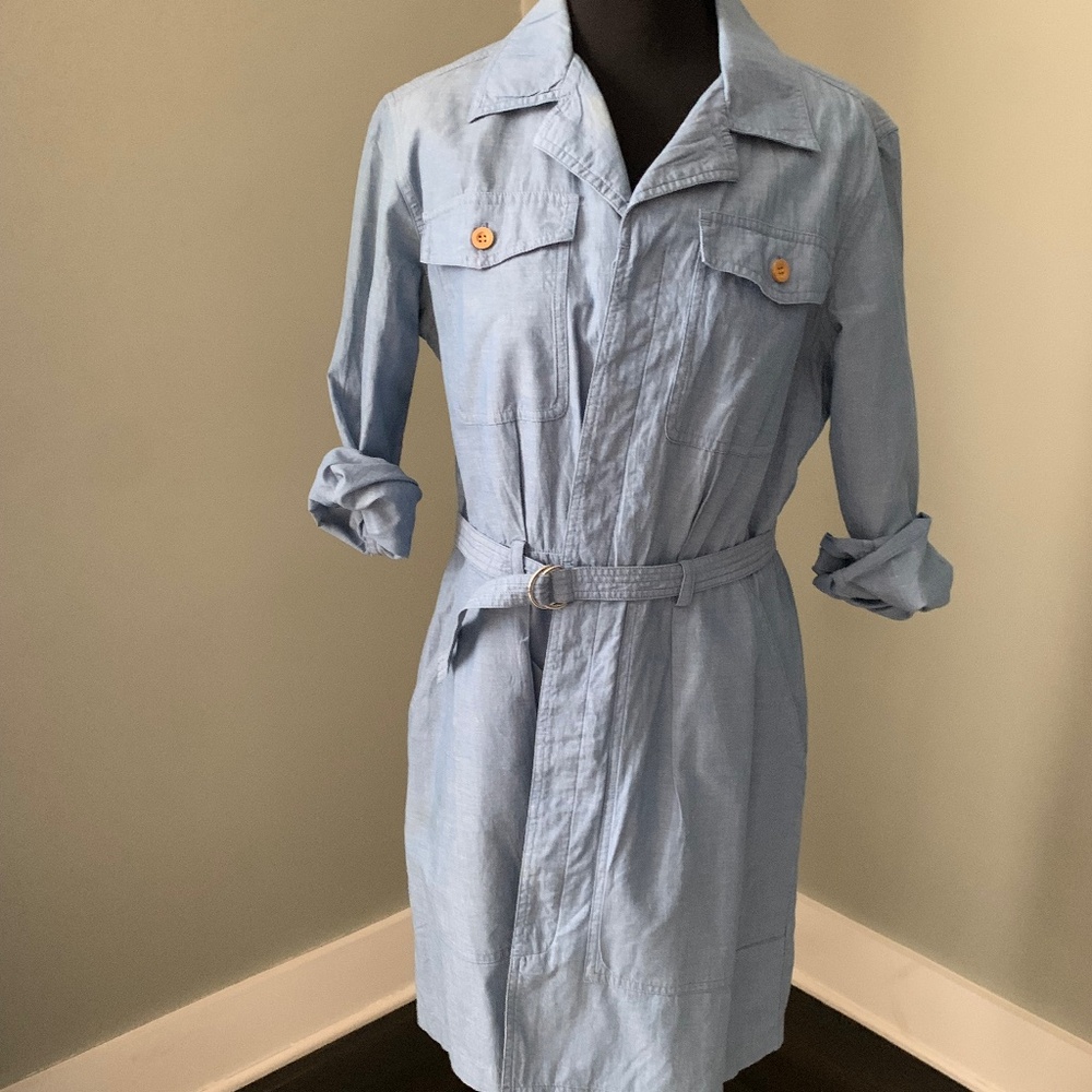 A.P.C. blue belted dress. Size L.